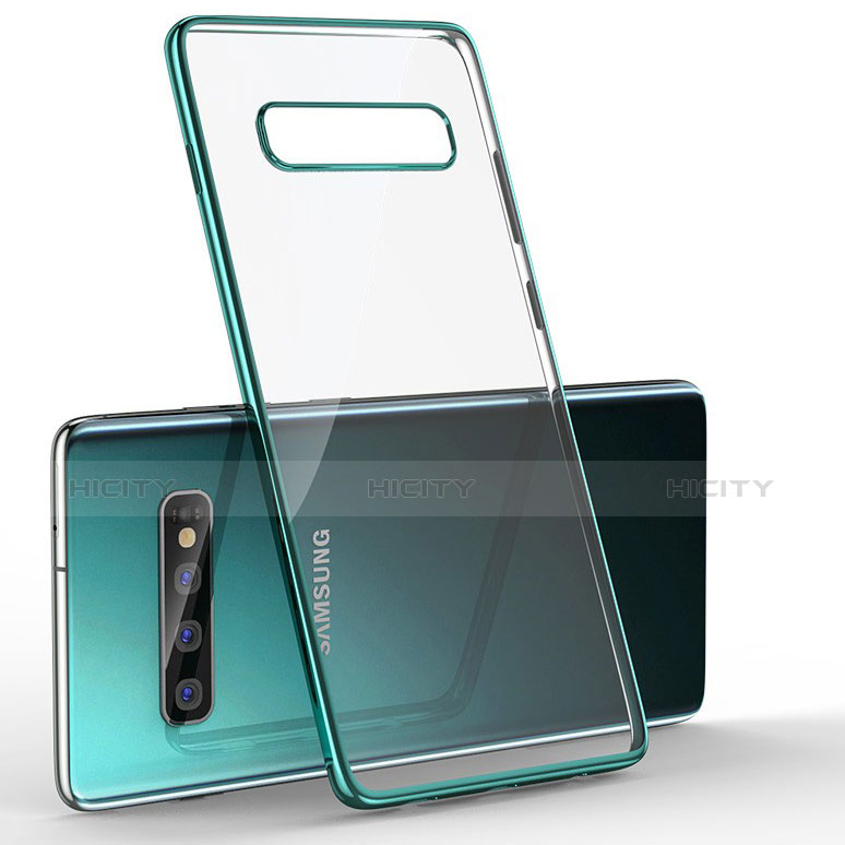 Samsung Galaxy S10 Plus用極薄ソフトケース シリコンケース 耐衝撃 全面保護 クリア透明 H04 サムスン グリーン