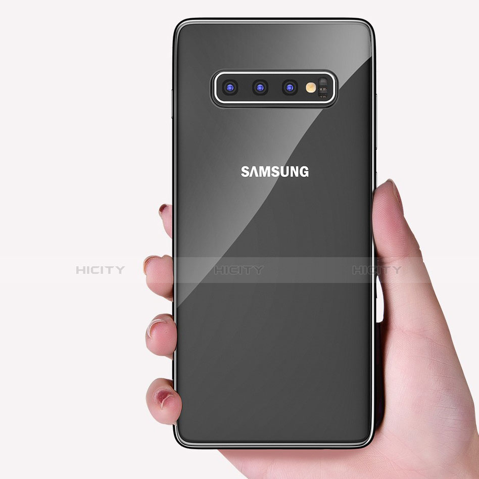 Samsung Galaxy S10 Plus用極薄ソフトケース シリコンケース 耐衝撃 全面保護 クリア透明 H04 サムスン ブラック