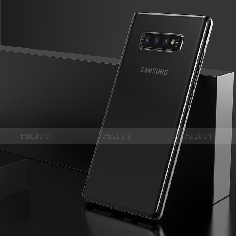 Samsung Galaxy S10 Plus用極薄ソフトケース シリコンケース 耐衝撃 全面保護 クリア透明 H05 サムスン ブラック