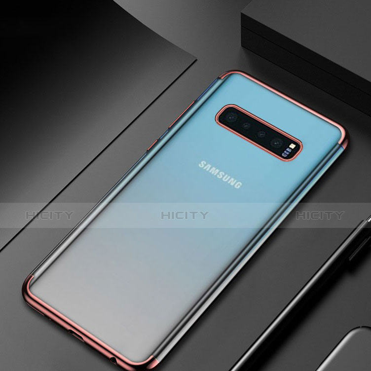 Samsung Galaxy S10 Plus用極薄ソフトケース シリコンケース 耐衝撃 全面保護 クリア透明 H06 サムスン ローズゴールド