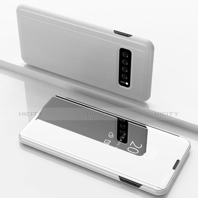Samsung Galaxy S10 Plus用手帳型 レザーケース スタンド カバー 鏡面 カバー サムスン ホワイト