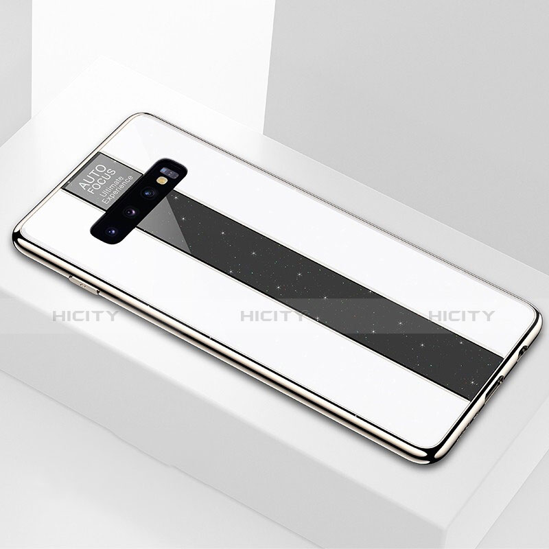 Samsung Galaxy S10 Plus用ハイブリットバンパーケース プラスチック 鏡面 カバー A01 サムスン ホワイト