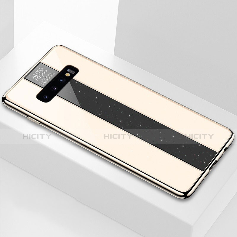 Samsung Galaxy S10 Plus用ハイブリットバンパーケース プラスチック 鏡面 カバー A01 サムスン ゴールド
