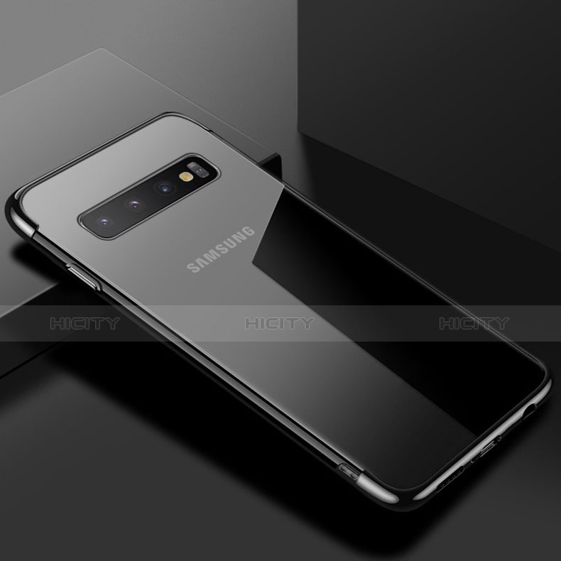 Samsung Galaxy S10 Plus用極薄ソフトケース シリコンケース 耐衝撃 全面保護 クリア透明 S03 サムスン ブラック