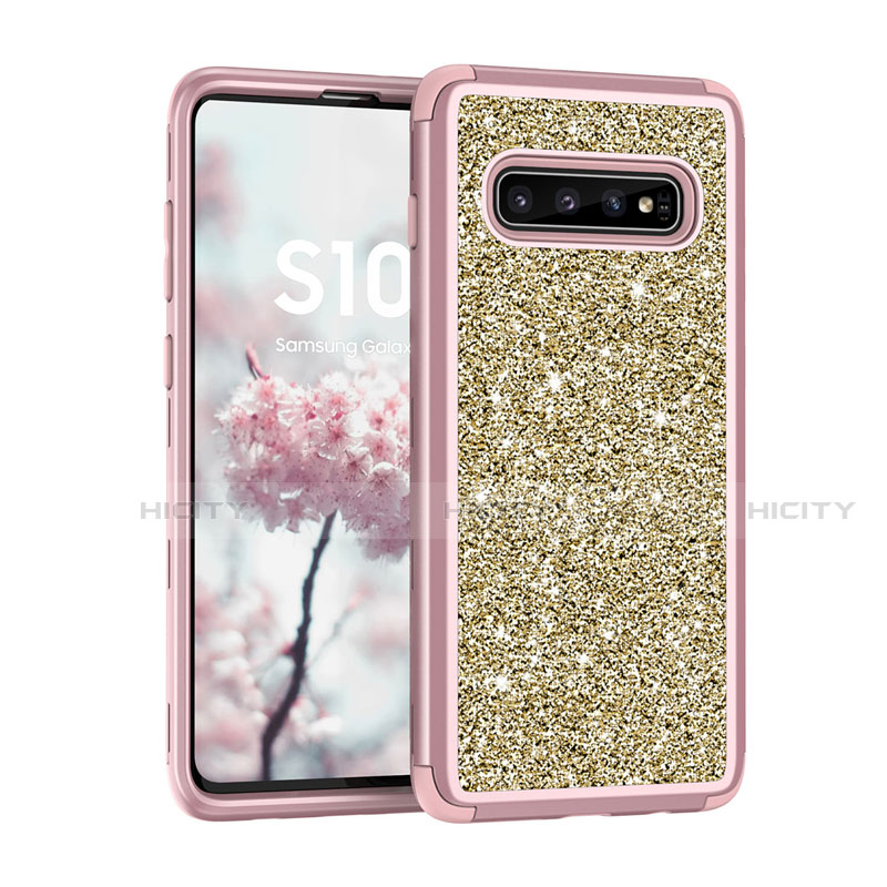 Samsung Galaxy S10 Plus用ハイブリットバンパーケース ブリンブリン カバー 前面と背面 360度 フル サムスン ピンク