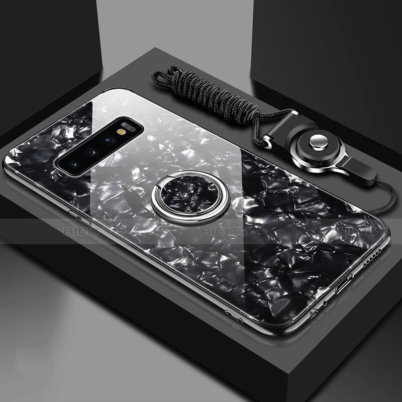 Samsung Galaxy S10 Plus用ハイブリットバンパーケース プラスチック 鏡面 カバー アンド指輪 マグネット式 T01 サムスン 