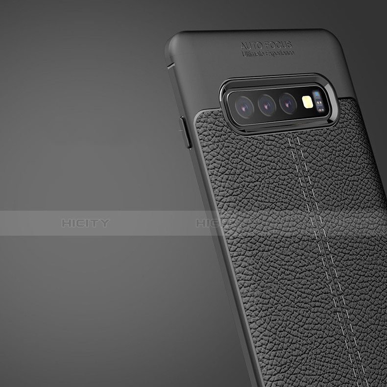Samsung Galaxy S10 Plus用シリコンケース ソフトタッチラバー レザー柄 カバー H02 サムスン 