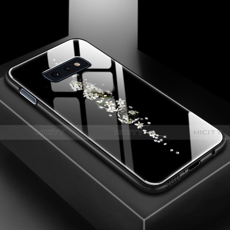 Samsung Galaxy S10e用ハイブリットバンパーケース プラスチック パターン 鏡面 カバー サムスン ブラック
