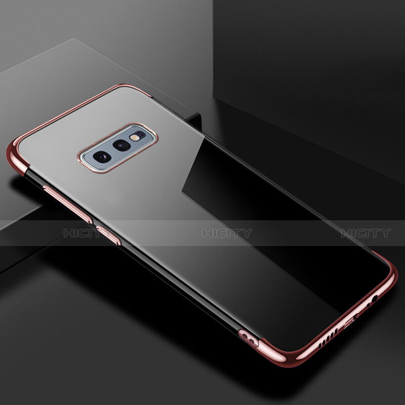 Samsung Galaxy S10e用極薄ソフトケース シリコンケース 耐衝撃 全面保護 クリア透明 S02 サムスン ローズゴールド