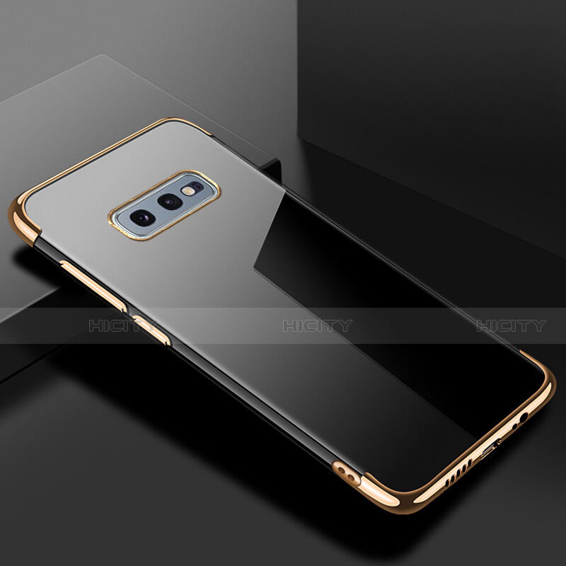 Samsung Galaxy S10e用極薄ソフトケース シリコンケース 耐衝撃 全面保護 クリア透明 S02 サムスン ゴールド