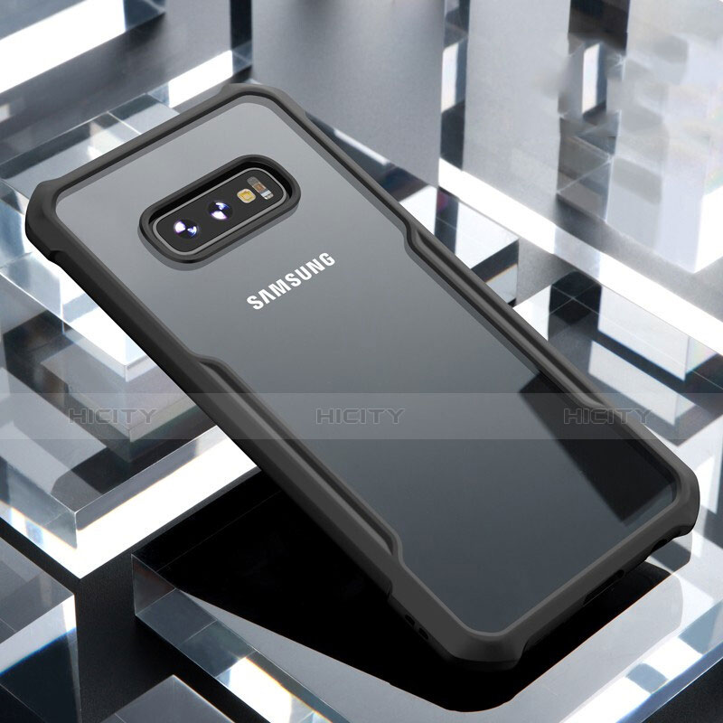 Samsung Galaxy S10e用ハイブリットバンパーケース クリア透明 プラスチック 鏡面 カバー サムスン ブラック