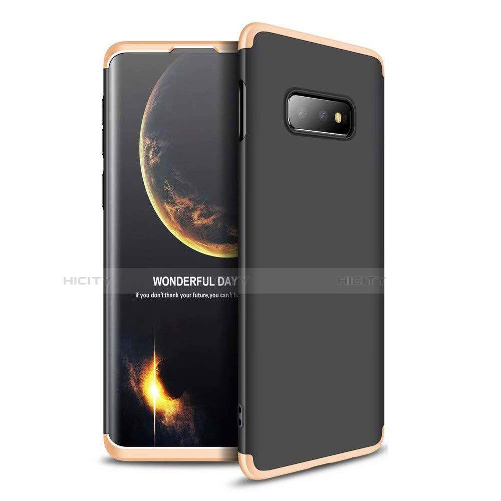 Samsung Galaxy S10e用ハードケース プラスチック 質感もマット 前面と背面 360度 フルカバー サムスン ゴールド・ブラック