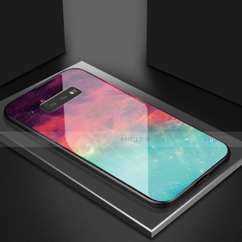 Samsung Galaxy S10e用ハイブリットバンパーケース プラスチック 鏡面 虹 グラデーション 勾配色 カバー H03 サムスン 