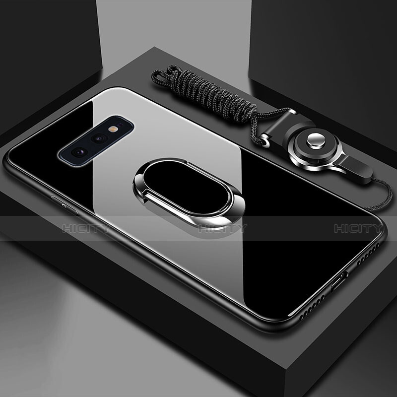 Samsung Galaxy S10e用ハイブリットバンパーケース プラスチック 鏡面 カバー アンド指輪 マグネット式 T02 サムスン 