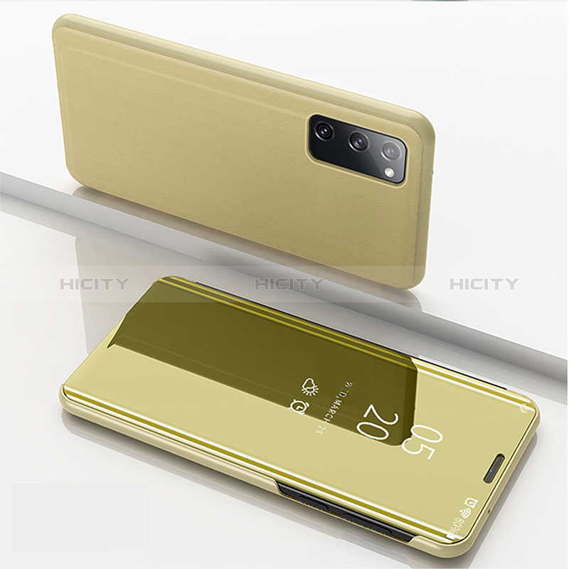 Samsung Galaxy S20 5G用手帳型 レザーケース スタンド 鏡面 カバー ZL1 サムスン ゴールド