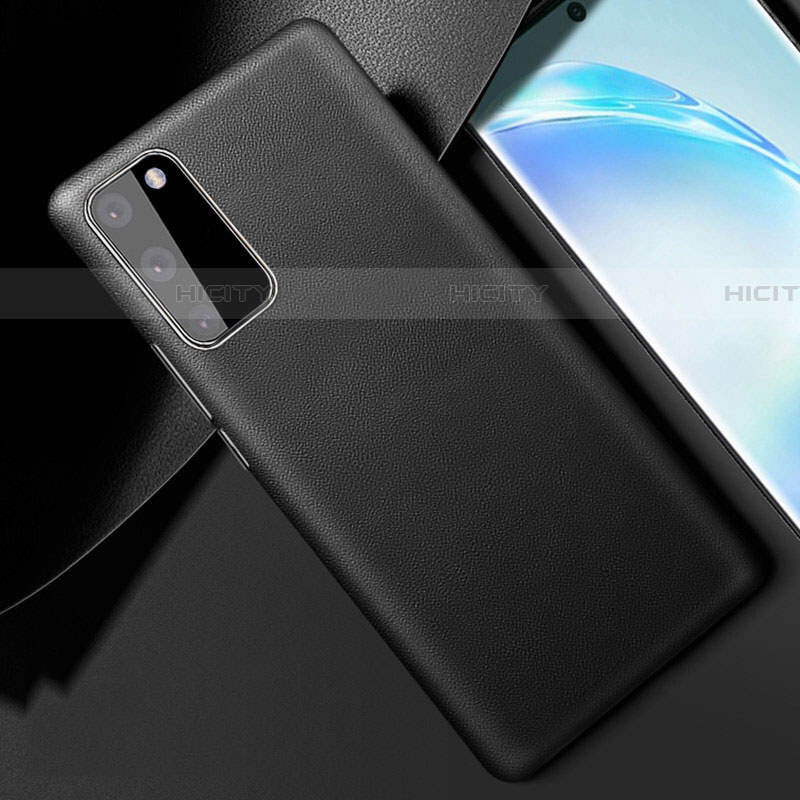 Samsung Galaxy S20 5G用ケース 高級感 手触り良いレザー柄 R01 サムスン ブラック
