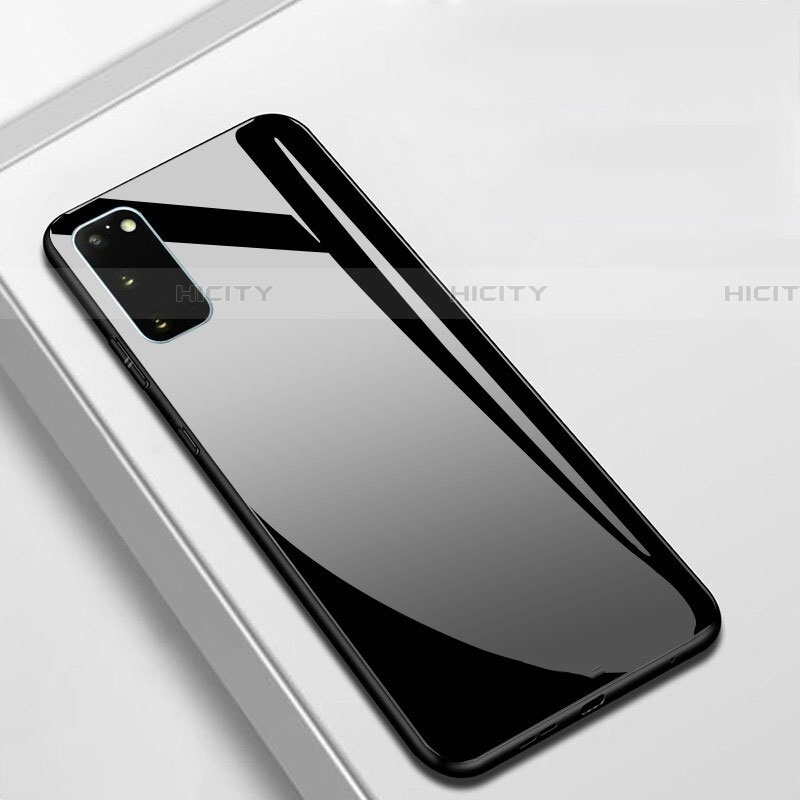 Samsung Galaxy S20 5G用ハイブリットバンパーケース プラスチック 鏡面 カバー T01 サムスン ブラック