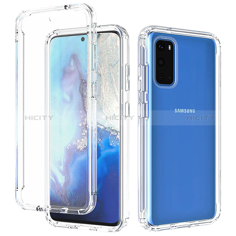 Samsung Galaxy S20 5G用前面と背面 360度 フルカバー 極薄ソフトケース シリコンケース 耐衝撃 全面保護 バンパー 勾配色 透明 サムスン 