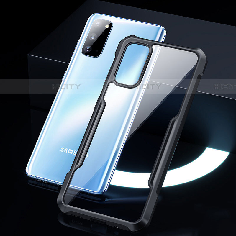 Samsung Galaxy S20用ハイブリットバンパーケース クリア透明 プラスチック 鏡面 カバー H01 サムスン ブラック