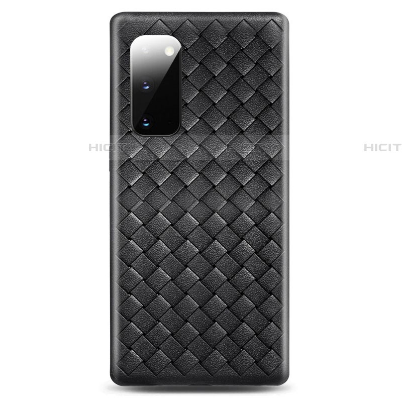 Samsung Galaxy S20用シリコンケース ソフトタッチラバー レザー柄 カバー H03 サムスン ブラック