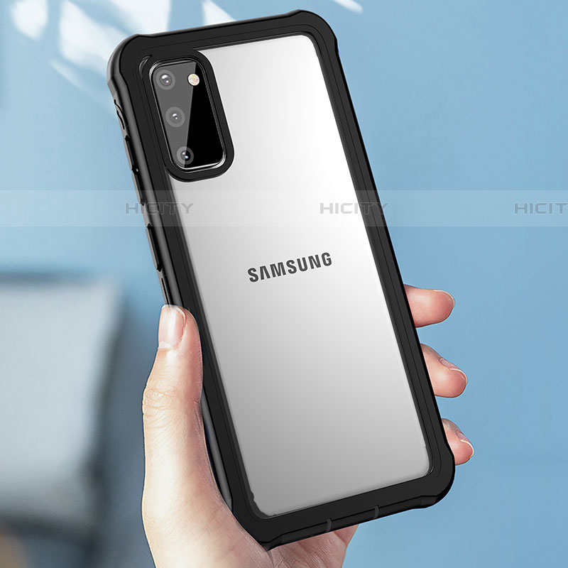 Samsung Galaxy S20用360度 フルカバーハイブリットバンパーケース クリア透明 プラスチック 鏡面 サムスン ブラック