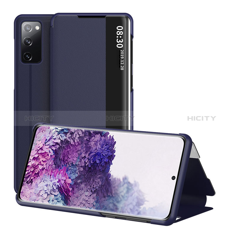 Samsung Galaxy S20 FE (2022) 5G用手帳型 レザーケース スタンド カバー ZL2 サムスン ネイビー