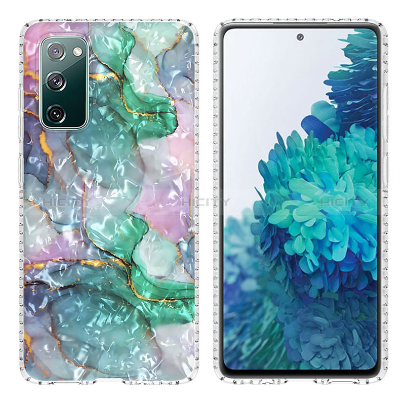Samsung Galaxy S20 FE (2022) 5G用シリコンケース ソフトタッチラバー バタフライ パターン カバー Y04B サムスン グリーン