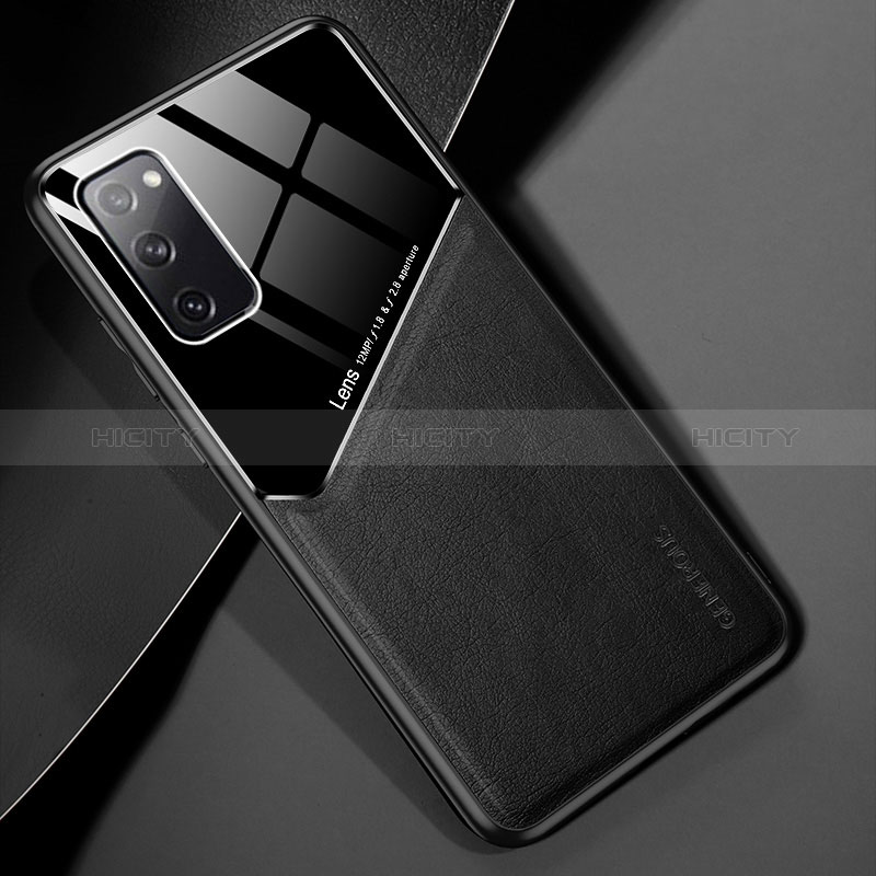 Samsung Galaxy S20 FE (2022) 5G用シリコンケース ソフトタッチラバー レザー柄 アンドマグネット式 サムスン ブラック