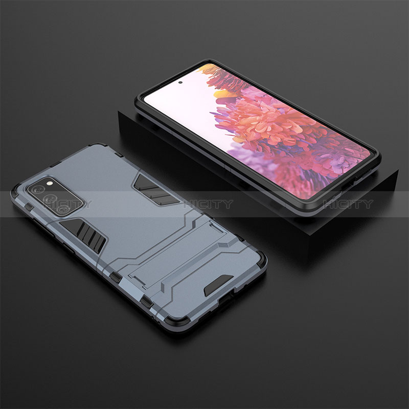 Samsung Galaxy S20 FE (2022) 5G用ハイブリットバンパーケース スタンド プラスチック 兼シリコーン カバー KC1 サムスン ネイビー