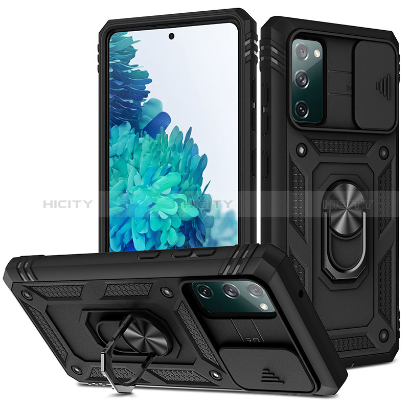 Samsung Galaxy S20 FE (2022) 5G用ハイブリットバンパーケース プラスチック アンド指輪 マグネット式 MQ5 サムスン ブラック