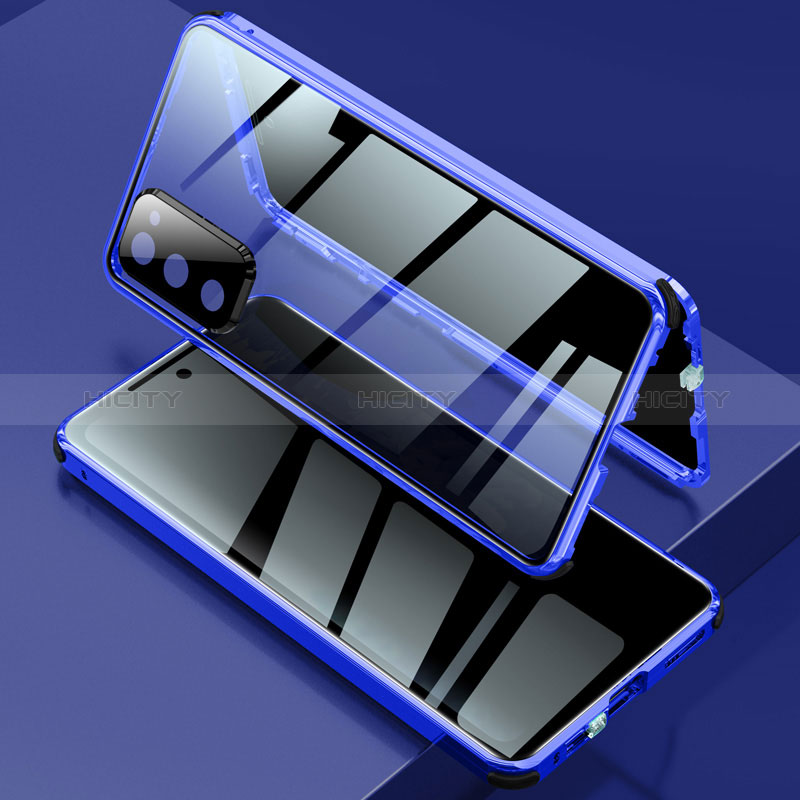 Samsung Galaxy S20 FE (2022) 5G用ケース 高級感 手触り良い アルミメタル 製の金属製 360度 フルカバーバンパー 鏡面 カバー サムスン ネイビー