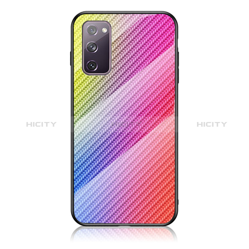 Samsung Galaxy S20 FE (2022) 5G用ハイブリットバンパーケース プラスチック 鏡面 虹 グラデーション 勾配色 カバー LS2 サムスン 