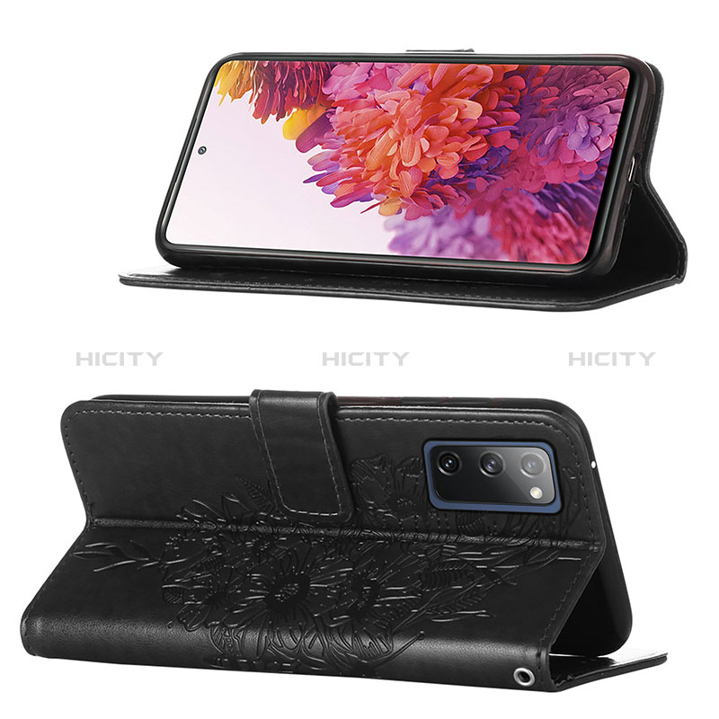 Samsung Galaxy S20 FE (2022) 5G用手帳型 レザーケース スタンド バタフライ 蝶 カバー Y01B サムスン 