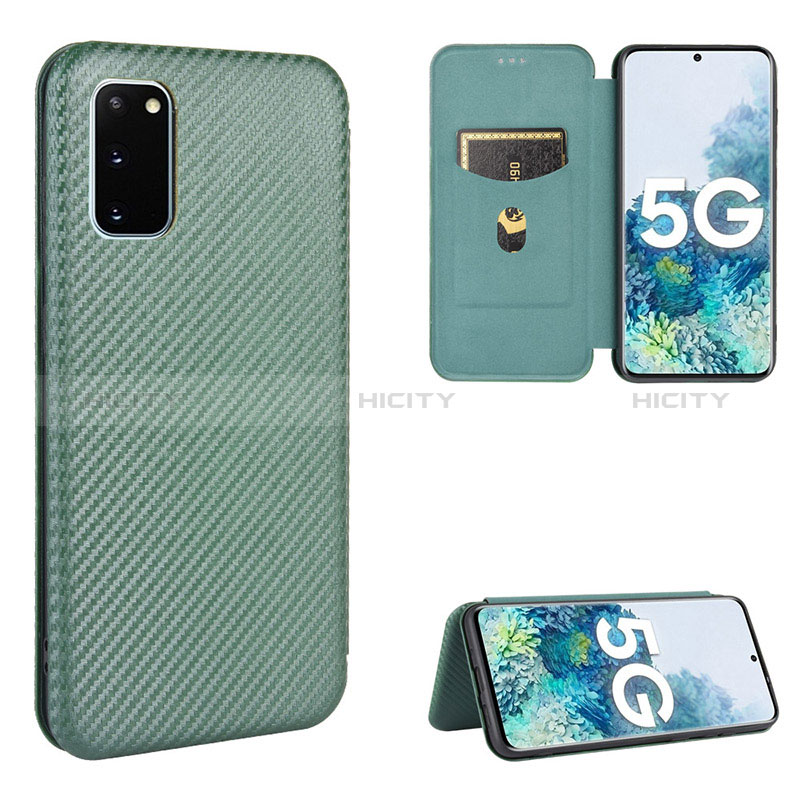 Samsung Galaxy S20 FE 5G用手帳型 レザーケース スタンド カバー L02Z サムスン グリーン