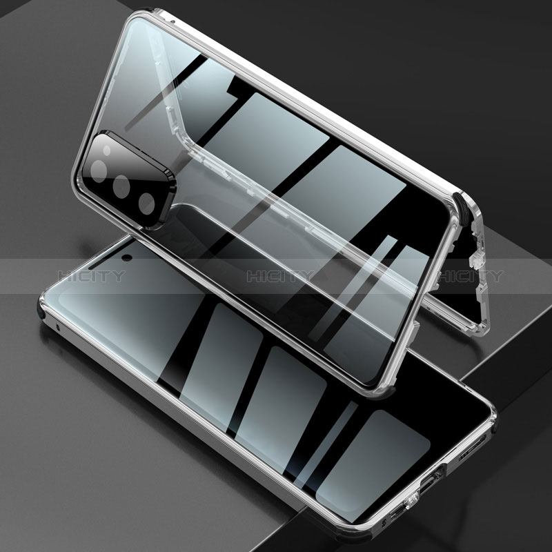 Samsung Galaxy S20 FE 5G用ケース 高級感 手触り良い アルミメタル 製の金属製 360度 フルカバーバンパー 鏡面 カバー サムスン シルバー