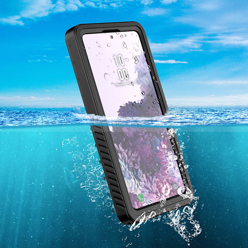 Samsung Galaxy S20 Lite 5G用完全防水ケース ハイブリットバンパーカバー 高級感 手触り良い 360度 W02 サムスン ブラック