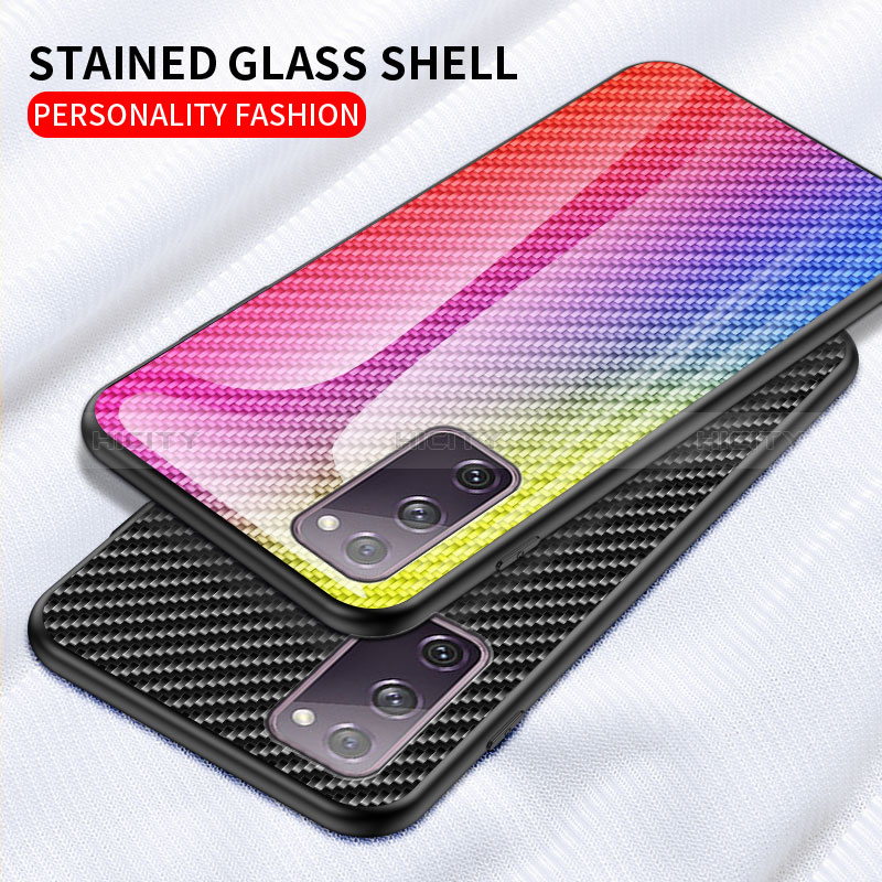 Samsung Galaxy S20 Lite 5G用ハイブリットバンパーケース プラスチック 鏡面 虹 グラデーション 勾配色 カバー LS2 サムスン 