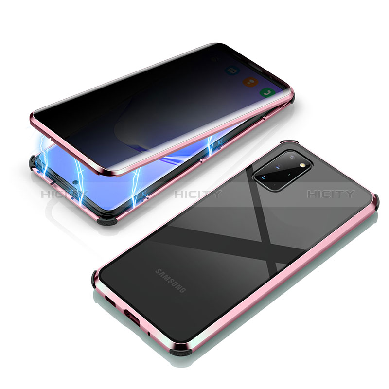 Samsung Galaxy S20 Plus 5G用ケース 高級感 手触り良い アルミメタル 製の金属製 360度 フルカバーバンパー 鏡面 カバー LK4 サムスン ローズゴールド