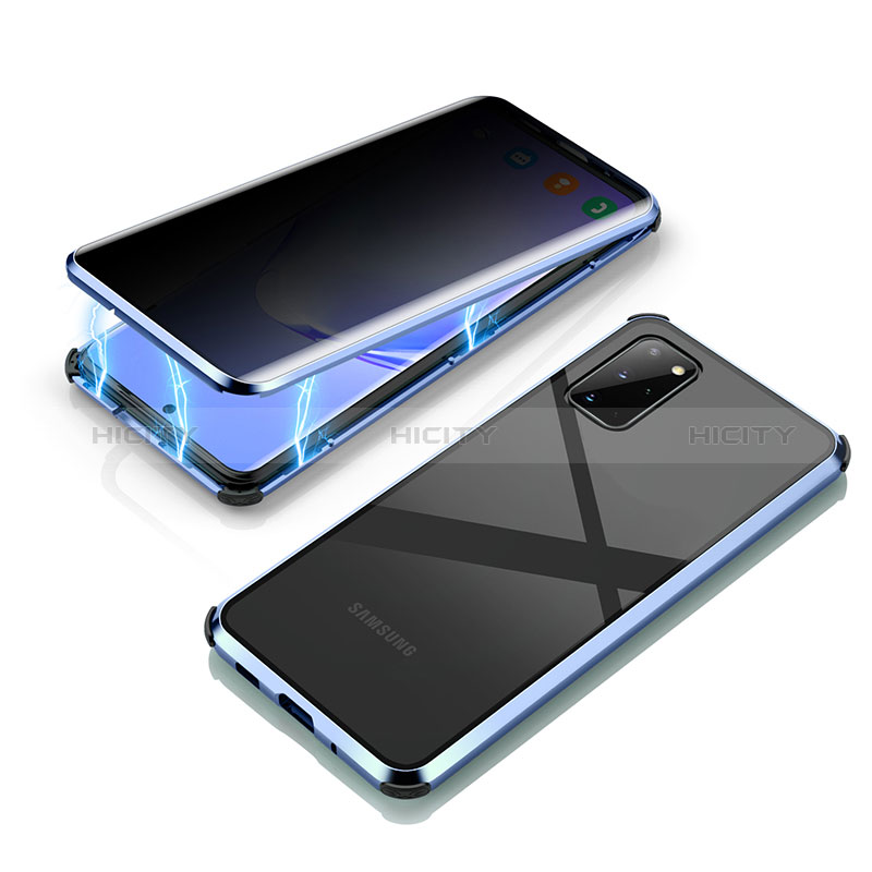 Samsung Galaxy S20 Plus 5G用ケース 高級感 手触り良い アルミメタル 製の金属製 360度 フルカバーバンパー 鏡面 カバー LK4 サムスン ネイビー