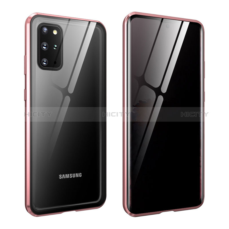 Samsung Galaxy S20 Plus 5G用ケース 高級感 手触り良い アルミメタル 製の金属製 360度 フルカバーバンパー 鏡面 カバー LK2 サムスン ローズゴールド