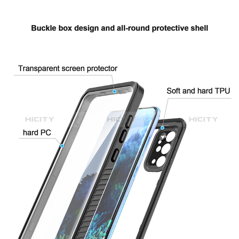 Samsung Galaxy S20 Plus 5G用完全防水ケース ハイブリットバンパーカバー 高級感 手触り良い 360度 W02 サムスン ブラック