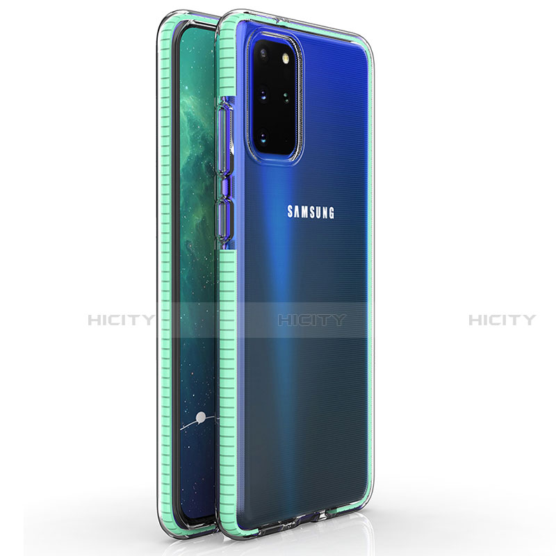Samsung Galaxy S20 Plus 5G用極薄ソフトケース シリコンケース 耐衝撃 全面保護 クリア透明 H01 サムスン シアン