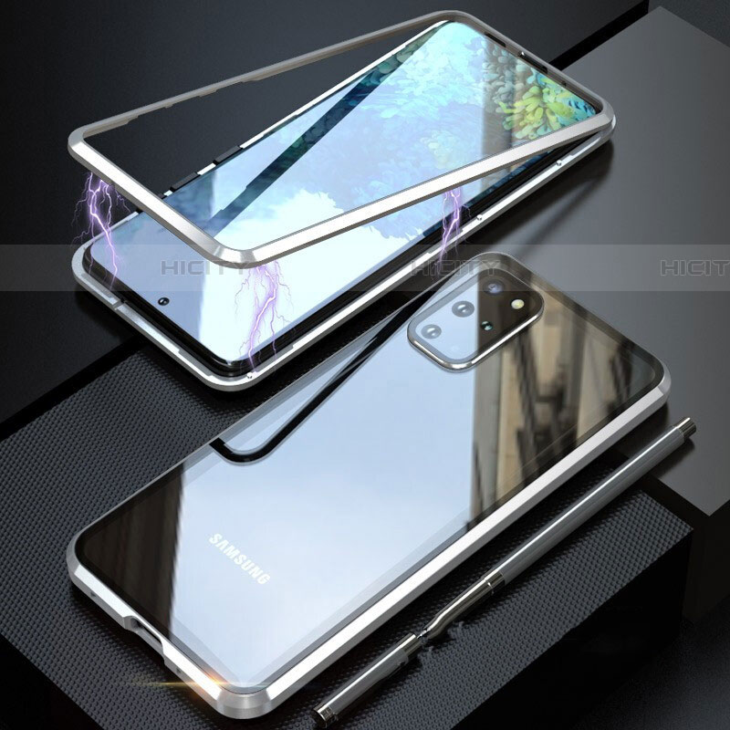Samsung Galaxy S20 Plus 5G用ケース 高級感 手触り良い アルミメタル 製の金属製 360度 フルカバーバンパー 鏡面 カバー T01 サムスン シルバー