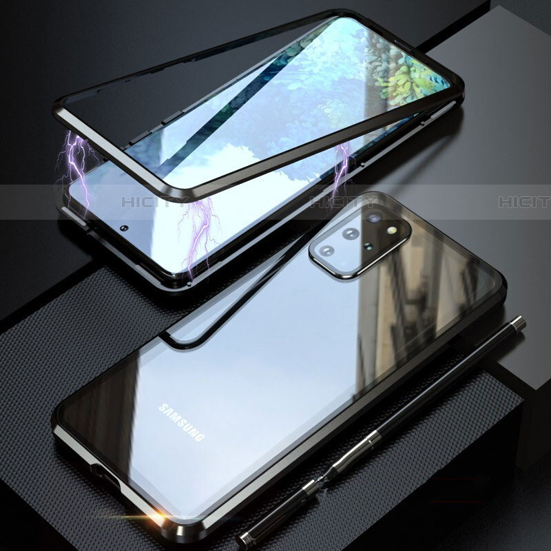 Samsung Galaxy S20 Plus 5G用ケース 高級感 手触り良い アルミメタル 製の金属製 360度 フルカバーバンパー 鏡面 カバー T01 サムスン ブラック