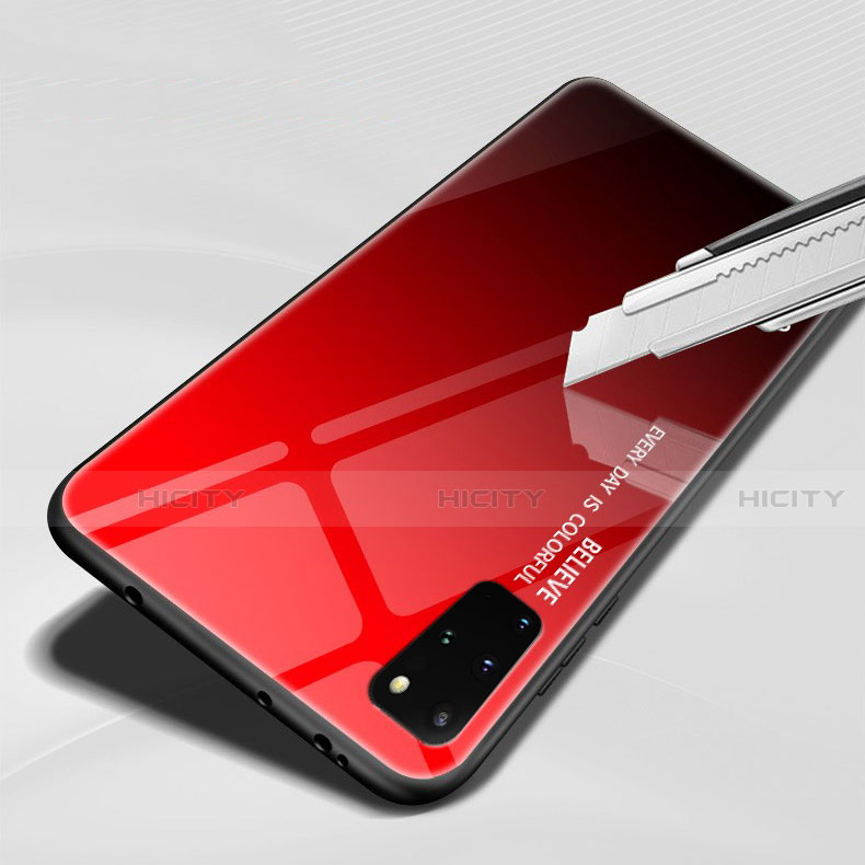 Samsung Galaxy S20 Plus 5G用ハイブリットバンパーケース プラスチック 鏡面 虹 グラデーション 勾配色 カバー サムスン 