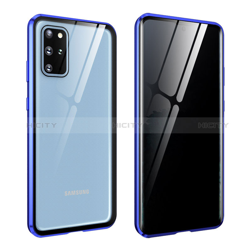 Samsung Galaxy S20 Plus用ケース 高級感 手触り良い アルミメタル 製の金属製 360度 フルカバーバンパー 鏡面 カバー LK2 サムスン ネイビー