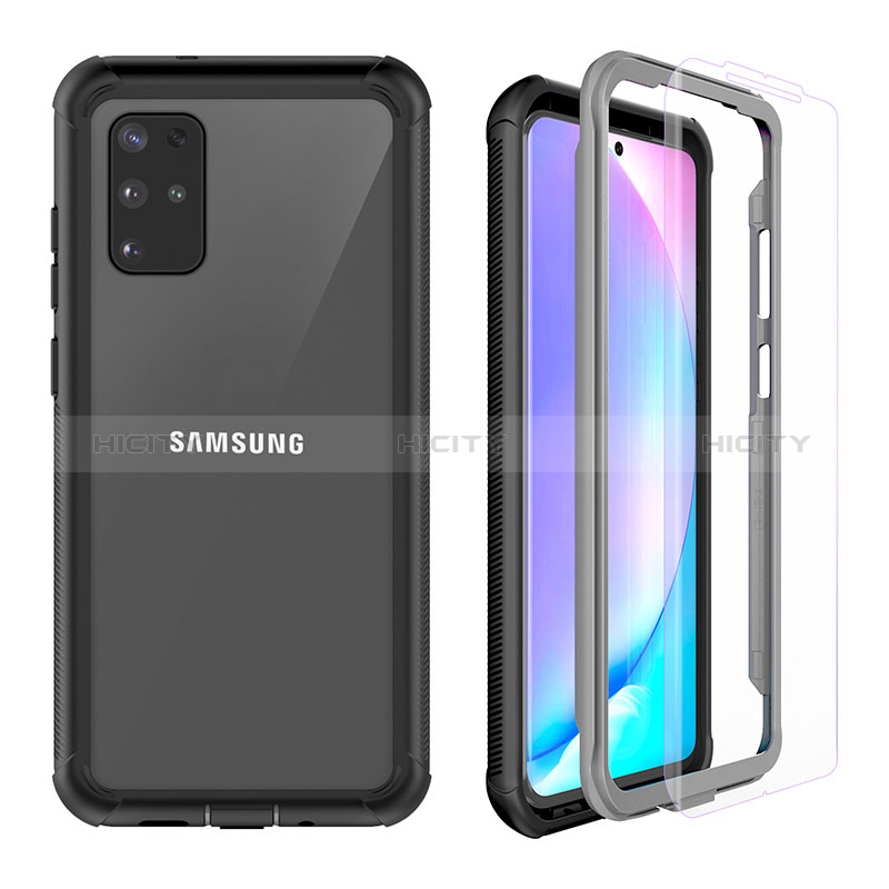 Samsung Galaxy S20 Plus用ハイブリットバンパーケース プラスチック 兼シリコーン カバー 前面と背面 360度 フル U01 サムスン ブラック