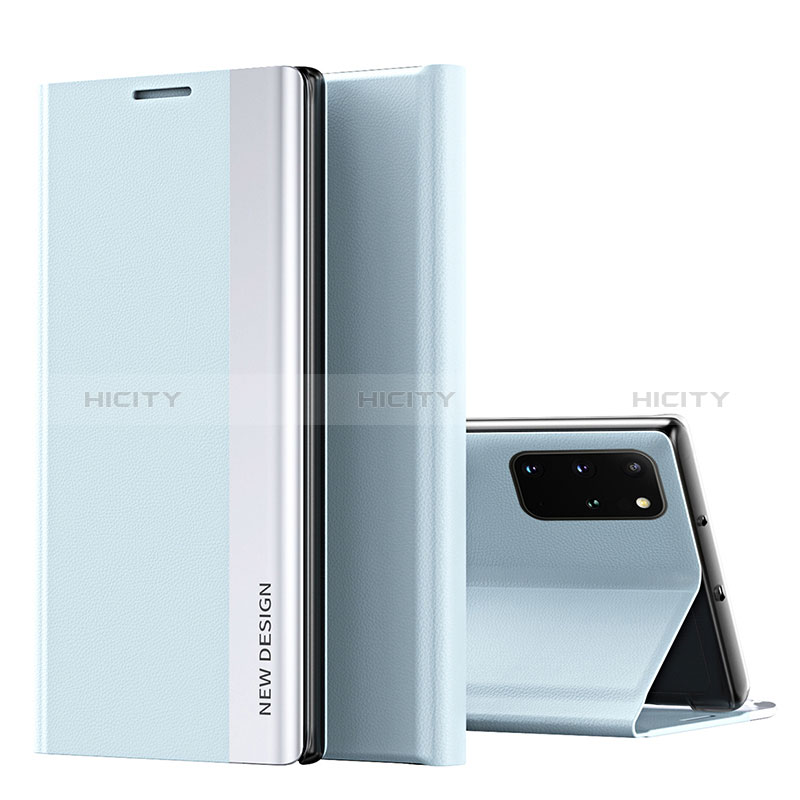Samsung Galaxy S20 Plus用手帳型 レザーケース スタンド カバー QH1 サムスン ライトブルー