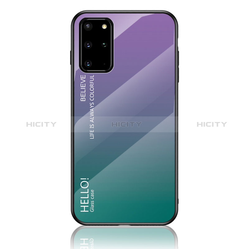 Samsung Galaxy S20 Plus用ハイブリットバンパーケース プラスチック 鏡面 虹 グラデーション 勾配色 カバー LS1 サムスン マルチカラー