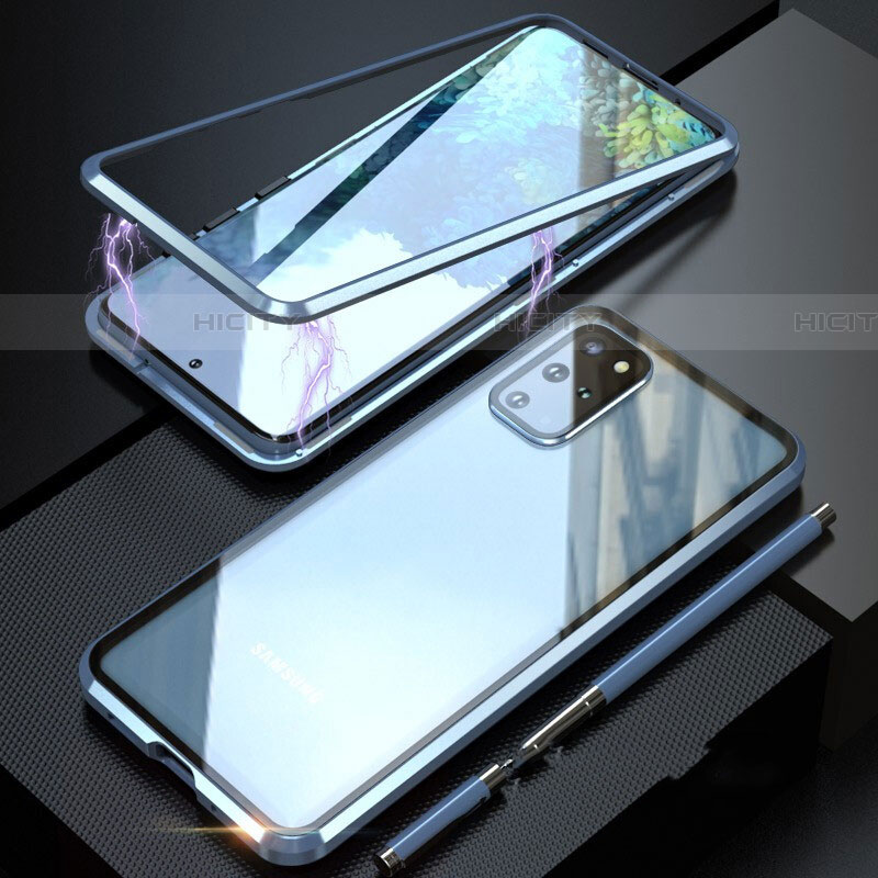 Samsung Galaxy S20 Plus用ケース 高級感 手触り良い アルミメタル 製の金属製 360度 フルカバーバンパー 鏡面 カバー T01 サムスン ネイビー